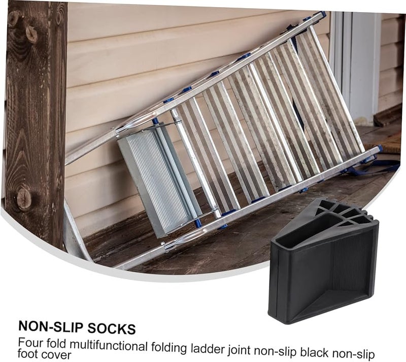 4Pcs Black Ladder Foot Protective Mats Non Skid Pads For Outdoor Furniture Legs - Image 4