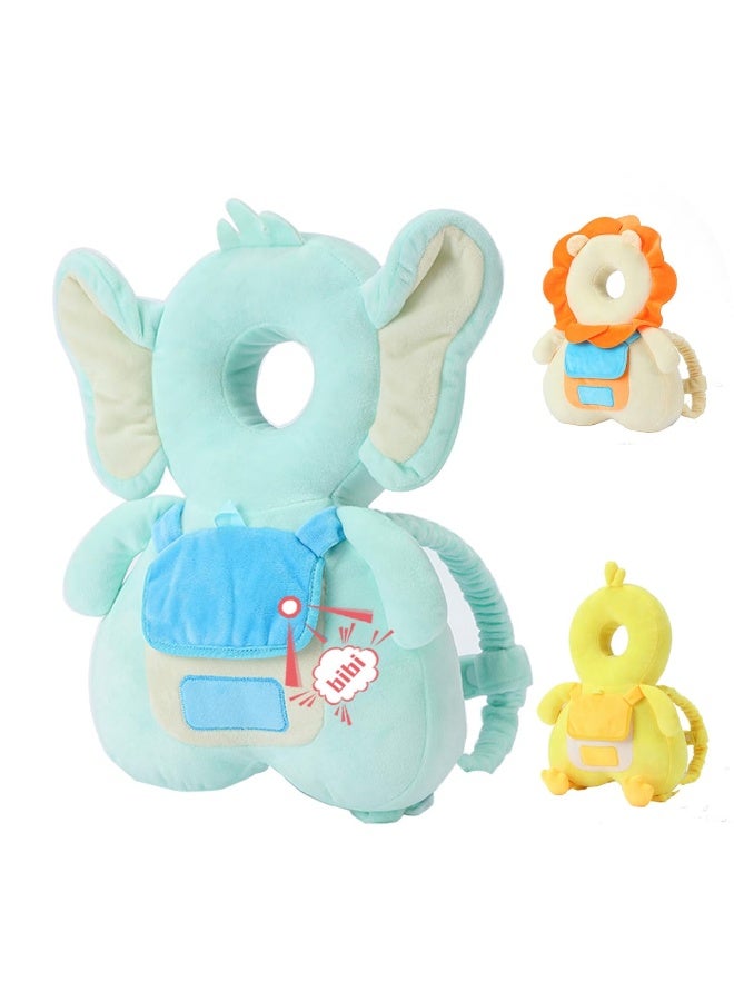 JunNeng Baby Head Protector Backpack with Squeaker，Toddler Head Safety Protection Cushion, Light Blue Elephant - Image 1