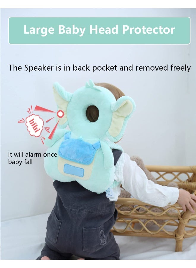 JunNeng Baby Head Protector Backpack with Squeaker，Toddler Head Safety Protection Cushion, Light Blue Elephant - Image 2