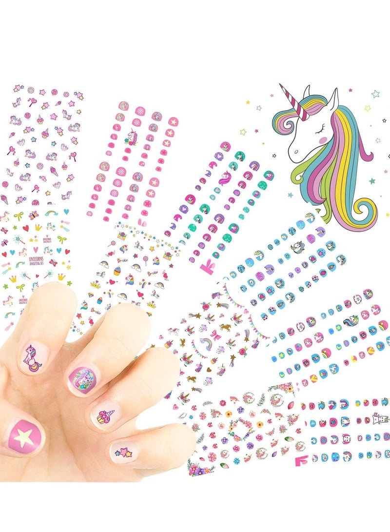 Unicorn Kids Nail Art Stickers Decals for Little Girls, Rainbow Heart Stars Princess Wrap Decoration Self Adhesive Finger Toe Tip Birthday Party Favor Gift 10pcs - Image 1