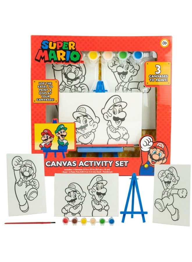 Innovative Designs Super Mario Canvas Paint Set for Kids with 3 Canvases, Acrylic Paint - Image 1