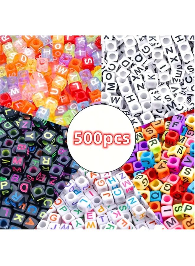 500 قطعة من خرز الأبجدية الأكريليكي، 5 ألوان لمشاريع صنع المجوهرات DIY وسلاسل الهواتف - Image 1