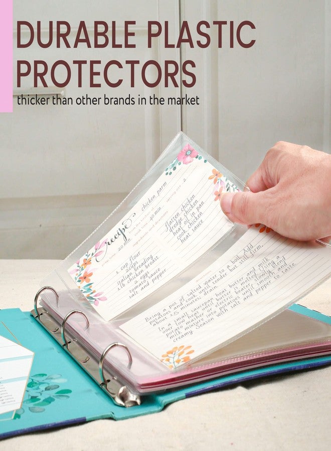 LotFancy 15 Recipe Cards Protectors and 5 Dividers, 18 Labels, Recipe Binder Refills, Sheet Sleeves and Tabbed Dividers, 2 Slots per Page - Image 3