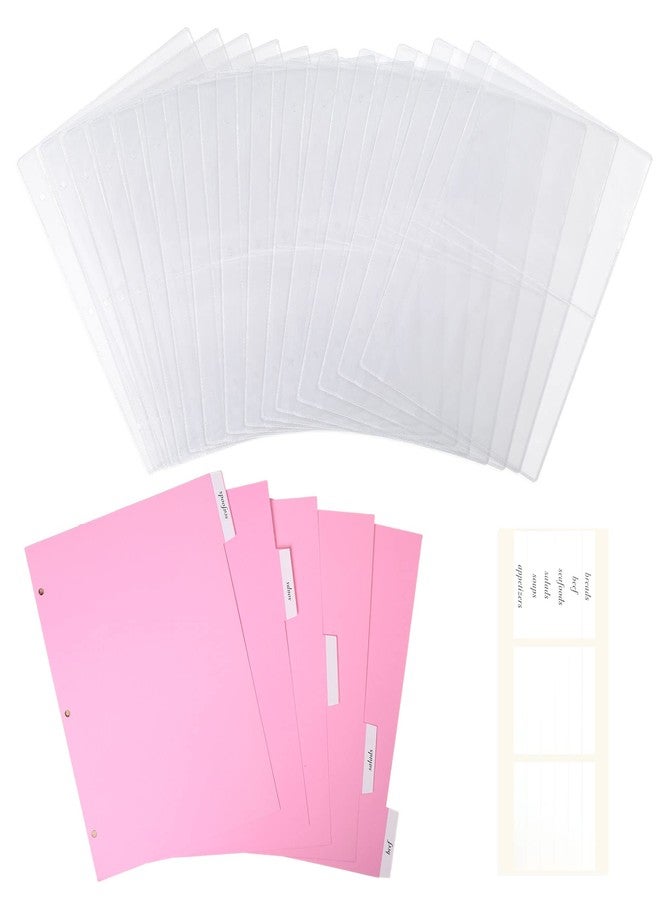 LotFancy 15 Recipe Cards Protectors and 5 Dividers, 18 Labels, Recipe Binder Refills, Sheet Sleeves and Tabbed Dividers, 2 Slots per Page - Image 1