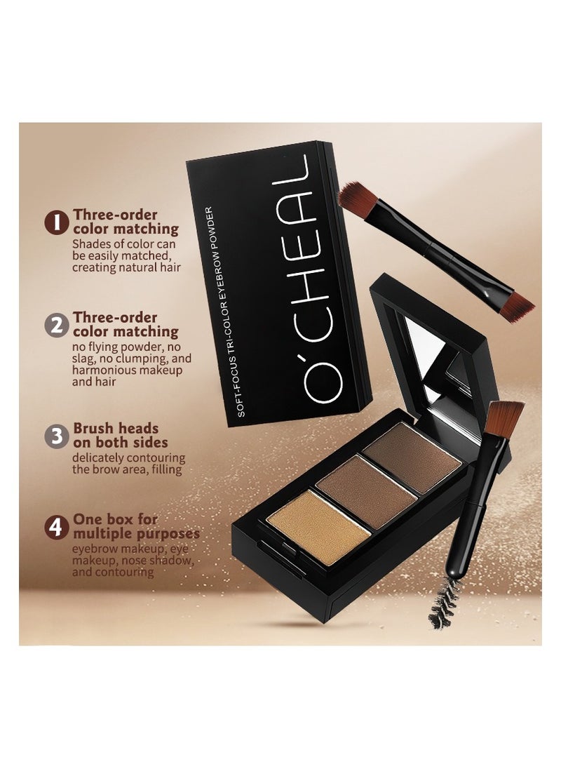 Long Lasting Eyebrow Powder with Brushes Waterproof Sweat Proof Smudge Proof