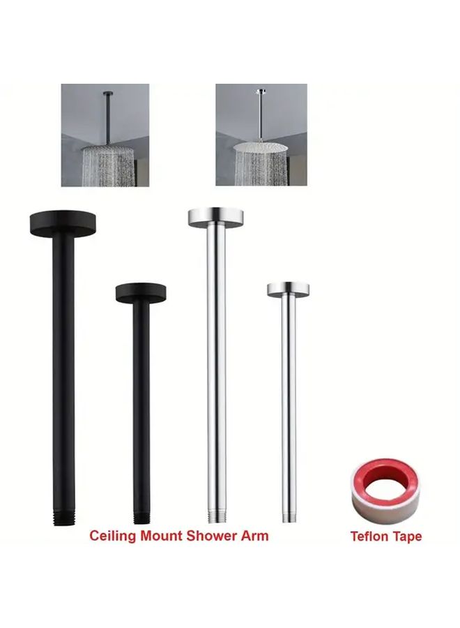 8 Inch Round Chrome Shower Arm Extension Ceiling Mounted Adjustable Heavy Duty 304 Stainless Steel - Image 1