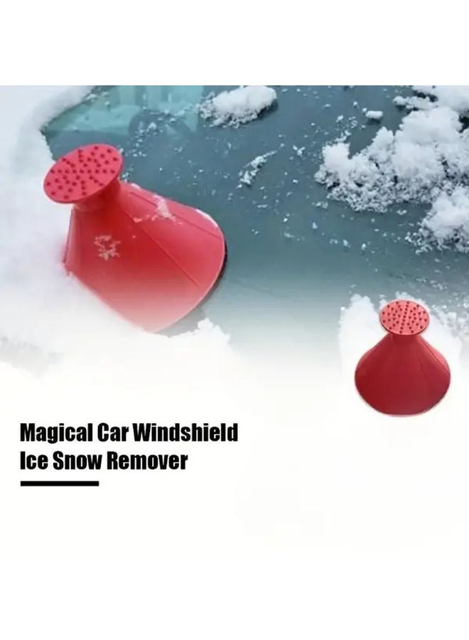 Red Manual Funnel Snow Shovel Multi Function Ergonomic Grip Windshield De Icer - Image 2