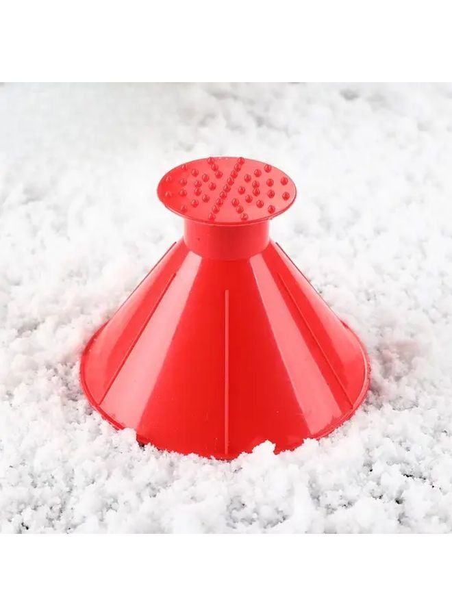 Red Manual Funnel Snow Shovel Multi Function Ergonomic Grip Windshield De Icer - Image 1