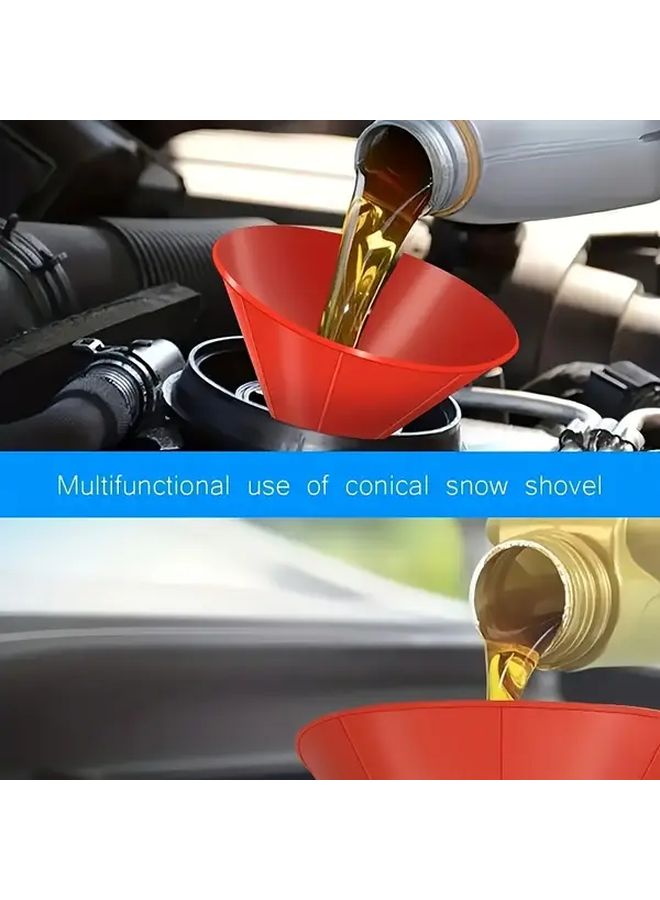 Red Manual Funnel Snow Shovel Multi Function Ergonomic Grip Windshield De Icer - Image 3