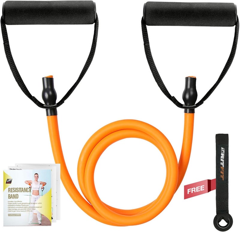 RitFit Single Resistance Exercise Band with Comfortable Handles - Ideal for Physical Therapy, Strength Training, Muscle Toning - Door Anchor and Starter Guide Included - Image 1