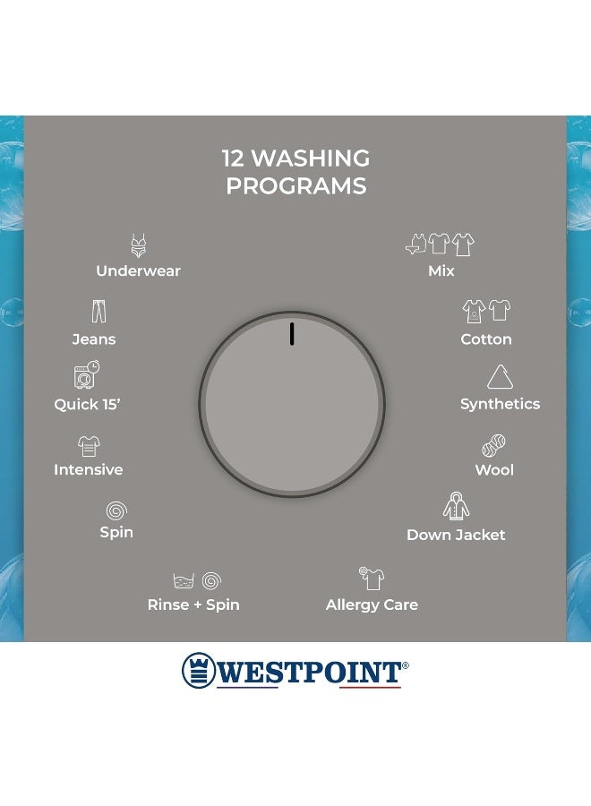 Westpoint 8Kg Washer & 5Kg Dryer Fully Automatic Combo Washing Machine, INVERTER MOTOR, 1400 RPM, 12 Easy Wash Programs, Quick Wash in 15min & 4 Drying Program, Led Panel, WDMT-81424ES 8 kg WDMT-81424ES silver - Image 3