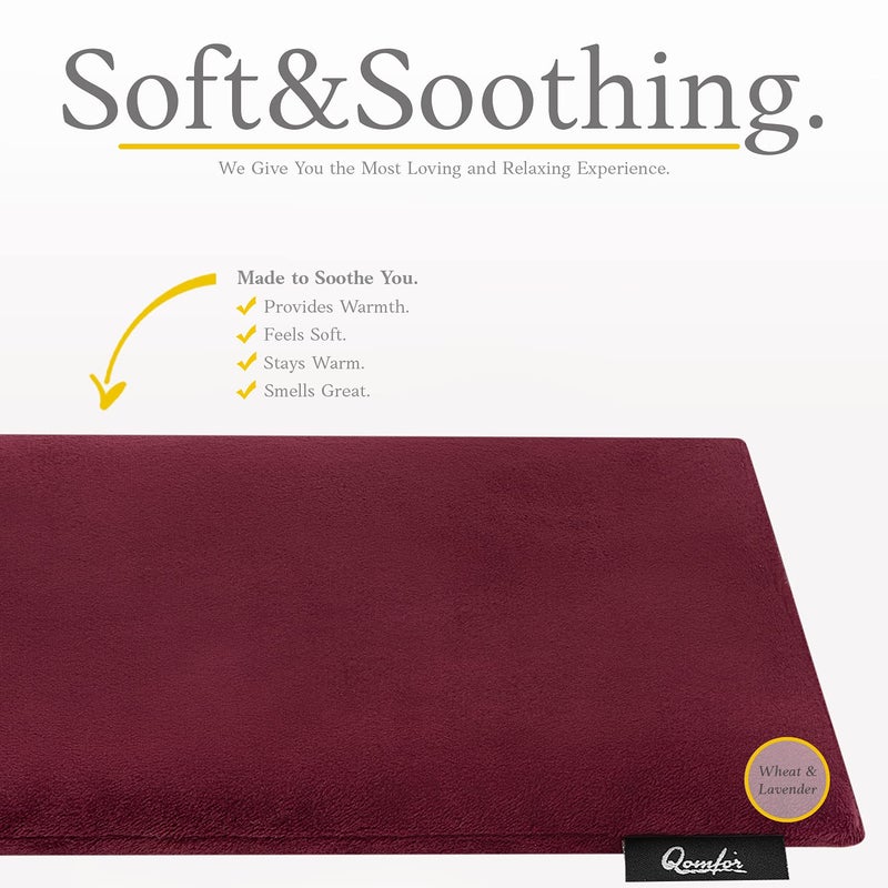 Qomfor Microwave Heating Pad - Large Heat Pack Microwavable - Heated Neck Wrap for Neck and Shoulders  Pain Relief - Reusable Lavender Heating Pad Microwavable - Bourgondy - Image 3