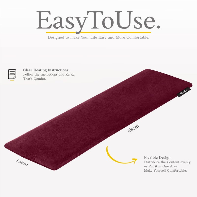 Qomfor Microwave Heating Pad - Large Heat Pack Microwavable - Heated Neck Wrap for Neck and Shoulders  Pain Relief - Reusable Lavender Heating Pad Microwavable - Bourgondy - Image 4