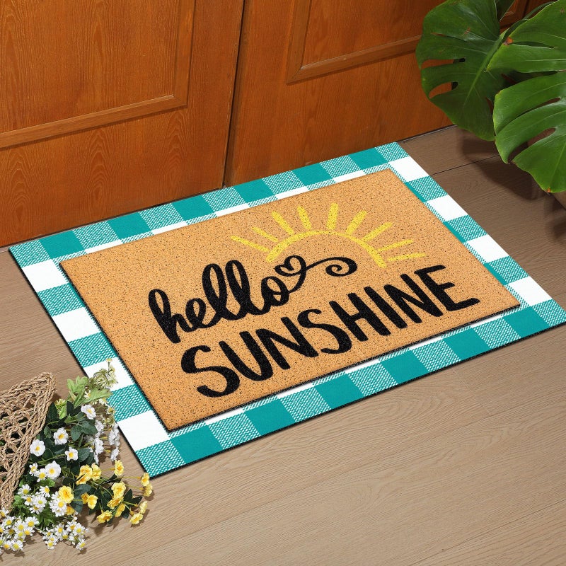 Tinideya 2 Pcs Door Mat Welcome Non Slip Coir Mats Floor Layering Doormats Seasonal for Front Porch Entryway Decor(Sunshine) - Image 4