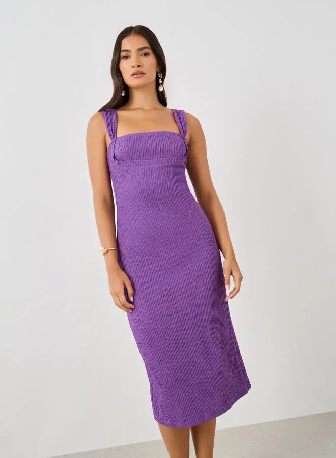 Styli Purple Textured Dress