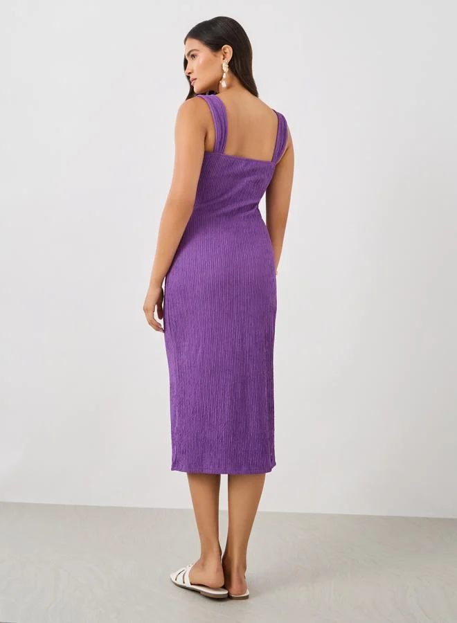 Styli Purple Textured Dress
