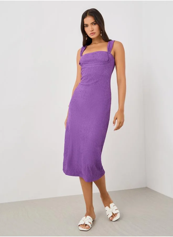 ستايلي Styli Solid Strappy Bodycon Midi Dress