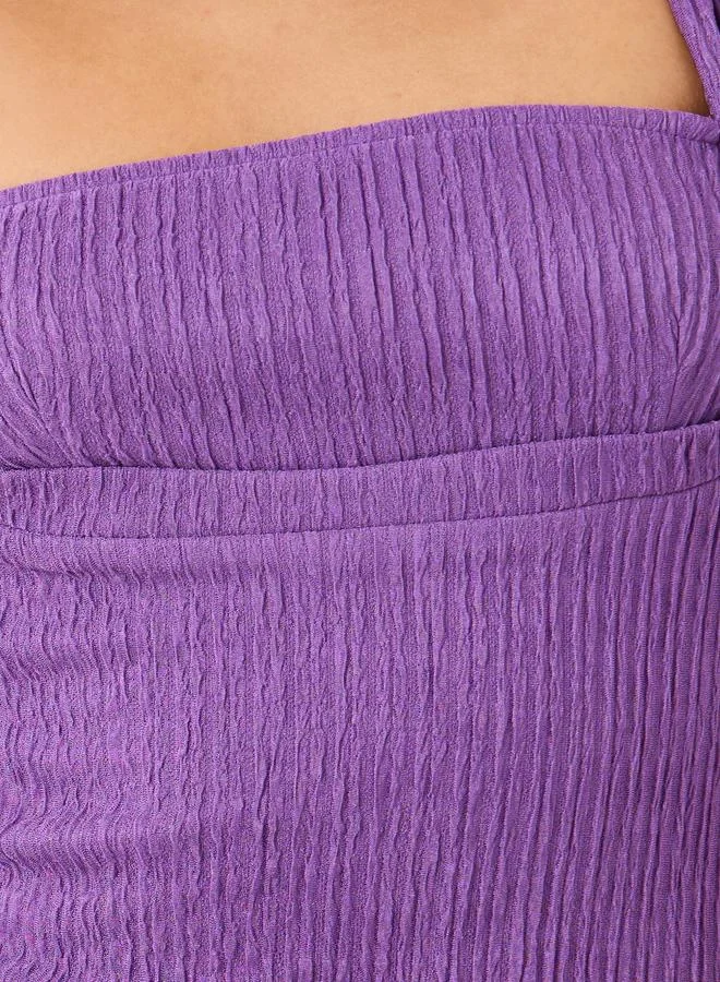 Styli Purple Textured Dress