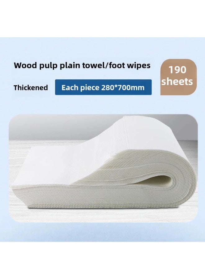 Generic Disposable Towel Wood Pulp Foot Therapy Foot Bath Special Foot Wipe Beauty Salon Pillow Towel Household Hairdressing Shop Nail Tissue-Color:Thickened Wood Pulp Plain 28*70cm [190 Sheets]  - Image 1