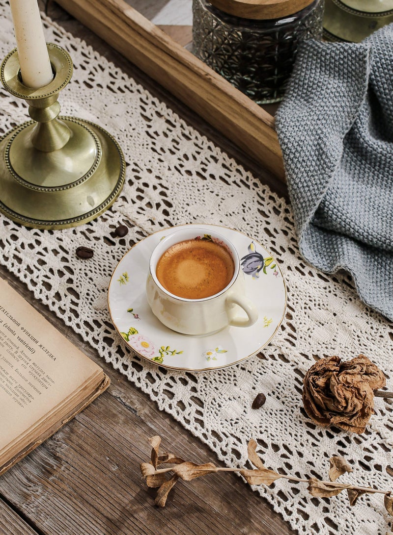 شور فناجين قهوة سيراميك، فناجين إسبريسو، فناجين قهوة عربية، فناجين قهوة تركية، طقم فناجين وصحون، مناسب للمنزل، المكتب، المطاعم، حفلات الحديقة، طقم شاي ما بعد الظهيرة. - Image 2