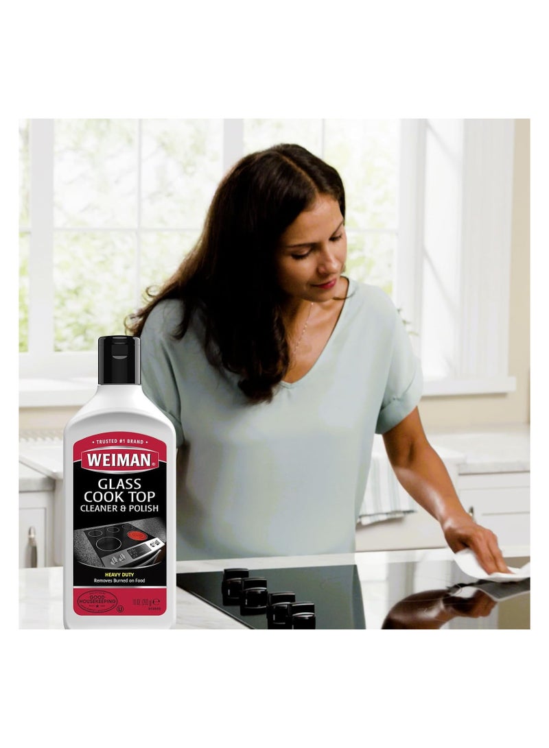 Weiman طقم منظف سطح الطهي - منظف وملمع سطح الطهي 10 أونصة. وسادة فرك، أداة تنظيف، كاشط سطح الطهي - Image 2