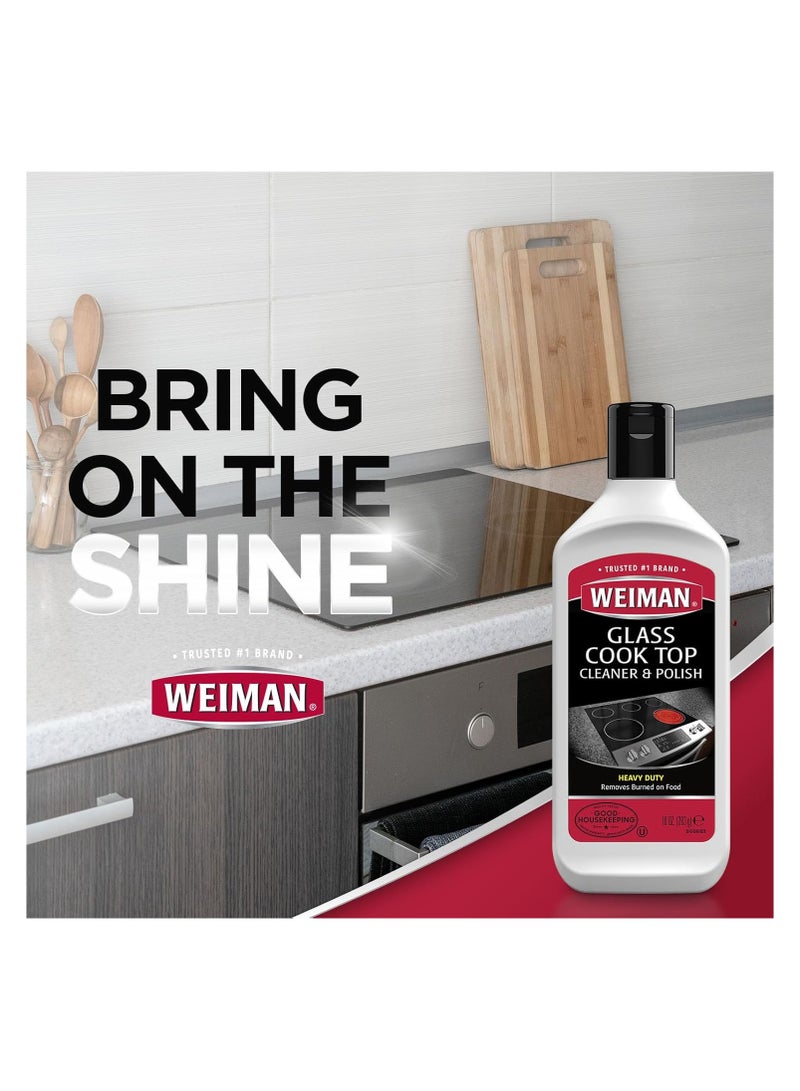 Weiman طقم منظف سطح الطهي - منظف وملمع سطح الطهي 10 أونصة. وسادة فرك، أداة تنظيف، كاشط سطح الطهي - Image 3