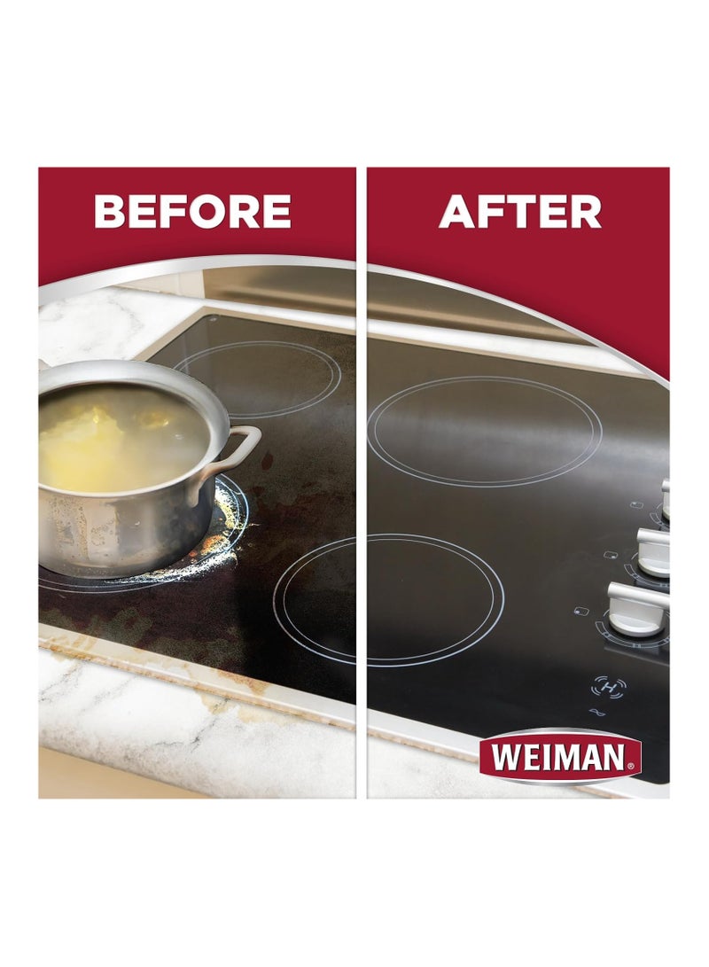 Weiman طقم منظف سطح الطهي - منظف وملمع سطح الطهي 10 أونصة. وسادة فرك، أداة تنظيف، كاشط سطح الطهي - Image 4