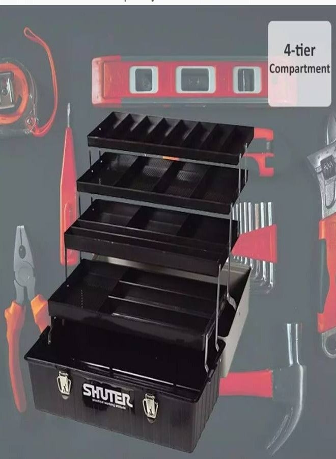 SHUTER 14L PROFESSIONAL TOOL BOX  WITH 4 TRAYS AND METAL LOCKS - Image 4