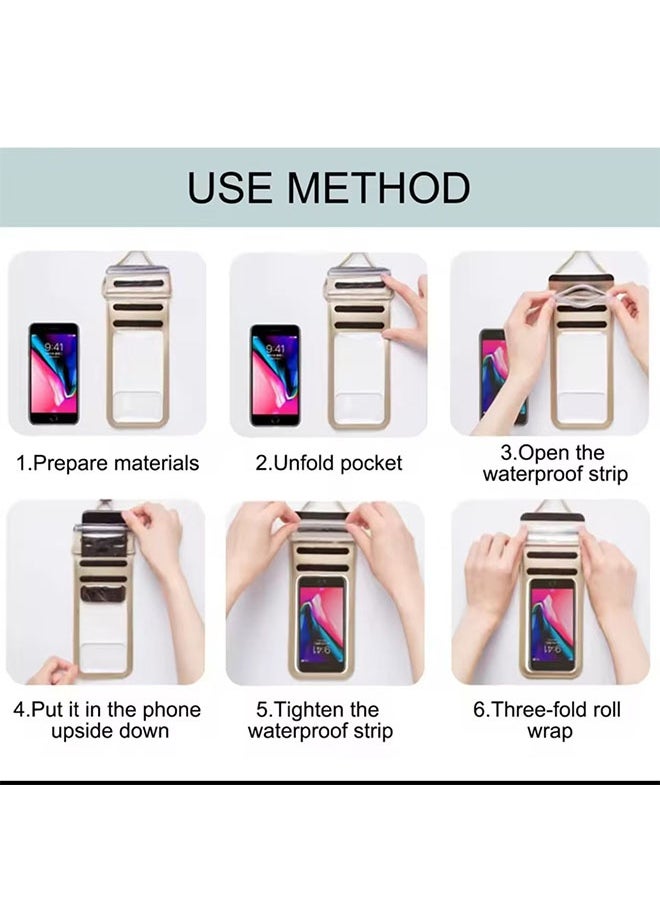 JCB CHIC Transparent Waterproof Phone Case Touch Screen Under 6.5 Inches Mobile Phone Cover With Lanyard Phone Sealed Bag Swimming Diving(KY-PU001-Pink)  - Image 5