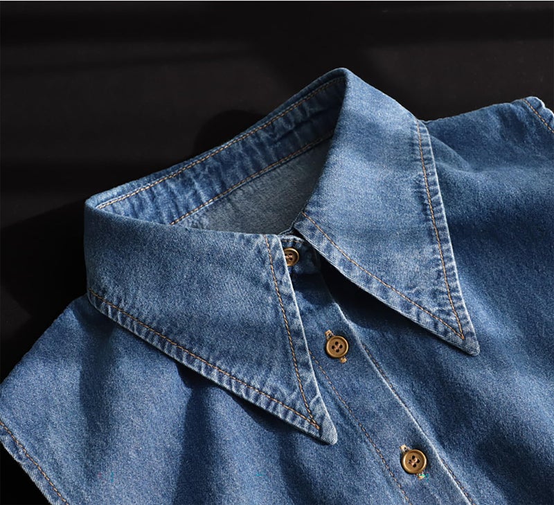 NIDMIDO Denim Fake Collar Detachable Dickey Collar Half Shirts Blouse False Collar Top for Women Girls Medium - Image 2