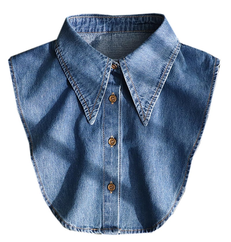 NIDMIDO Denim Fake Collar Detachable Dickey Collar Half Shirts Blouse False Collar Top for Women Girls Medium - Image 1