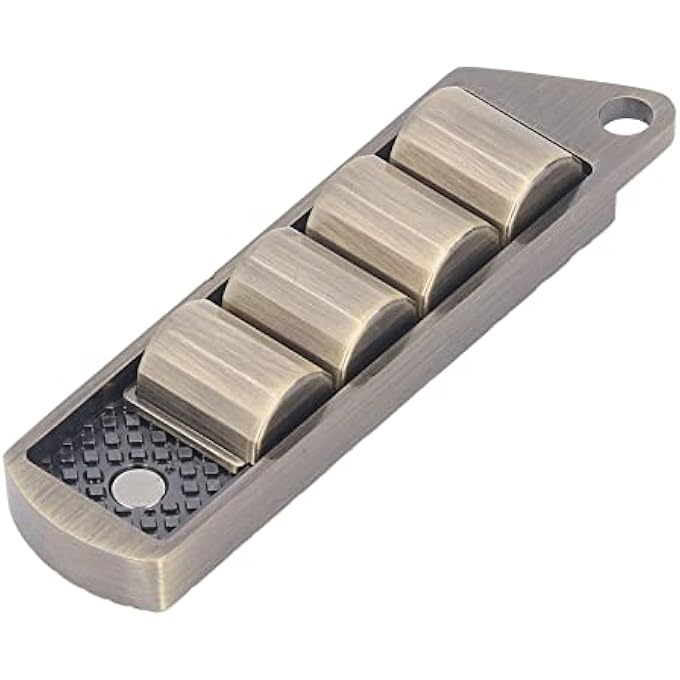 POENVFPO Metal ADHD Push Slider Toy, Stress Relief Slider Toy, Portable Keychain Pendant, Wide Range of Applications (Gold) - Image 2