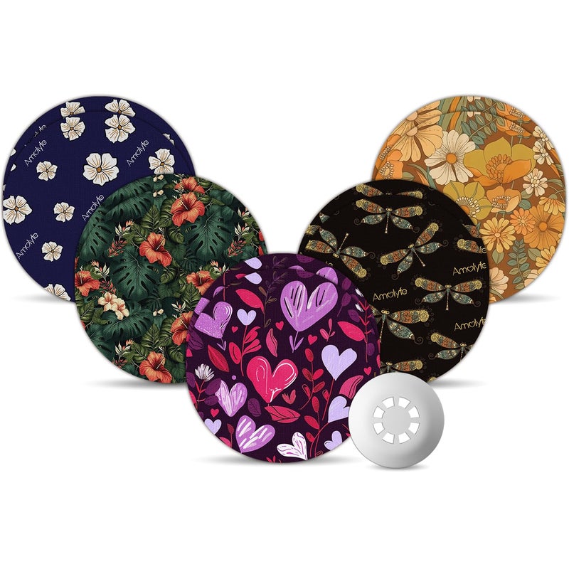 Amolyfe Libre 3 Sensor Covers Waterproof, Amolyfe 10 Pack Freestyle Libre 3 Plus Covers, Bump-Proof with Hard Cap, Breathable Latex Free Glucose Sensor CGM Adhesive Patches, 14-Day CGM Protection (Heart) - Image 1