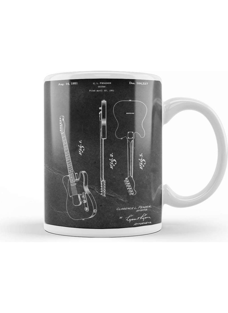 Baskı Dükkanı - Print Shop Guitar Patent By C L Fender 1951 Mug Porcelain - Image 1