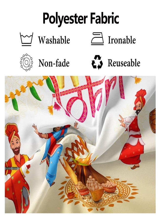 CORFOTO 7x5ft Fabric Happy Lohri Festival Backdrop Cartoon Indian People Punjabi Religious Holiday Background for Harvesting Festival Party Decorations Banner Kids Adults Photo Props - Image 5