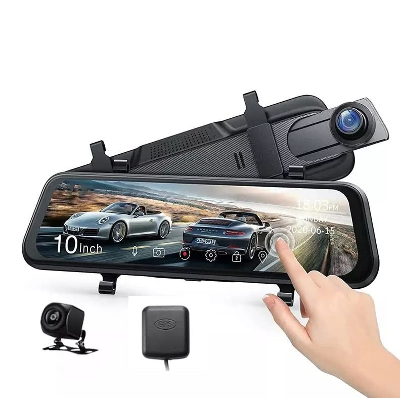 AUSHA® 10-inch Touch IPS Screen Car DVR with 4K Ultra HD Resolution, Dual Camera Recording, Real-time Reverse Parking View, Loop Recording, G-Sensor, Motion Detection and Parking Monitor - Image 1