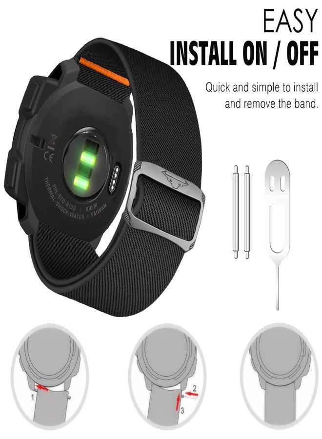 Abanen Soft Stretchy Loop Durable Elastic Nylon Watch Band for Garmin Instinct 2 Solar/Instinct 3 45mm / Instinct E 45mm (Black) - Image 5