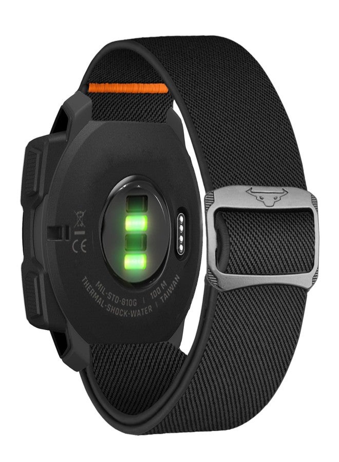 Abanen Soft Stretchy Loop Durable Elastic Nylon Watch Band for Garmin Instinct 2 Solar/Instinct 3 45mm / Instinct E 45mm (Black) - Image 1