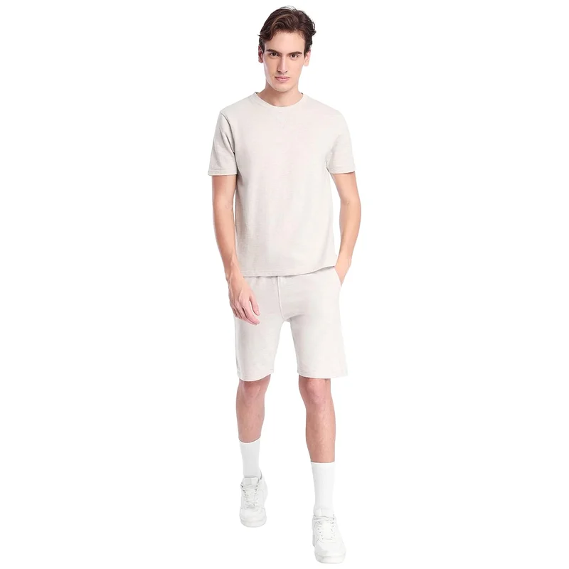 نوبيرو Ecru Cotton Blend Co-Ord Set for Men