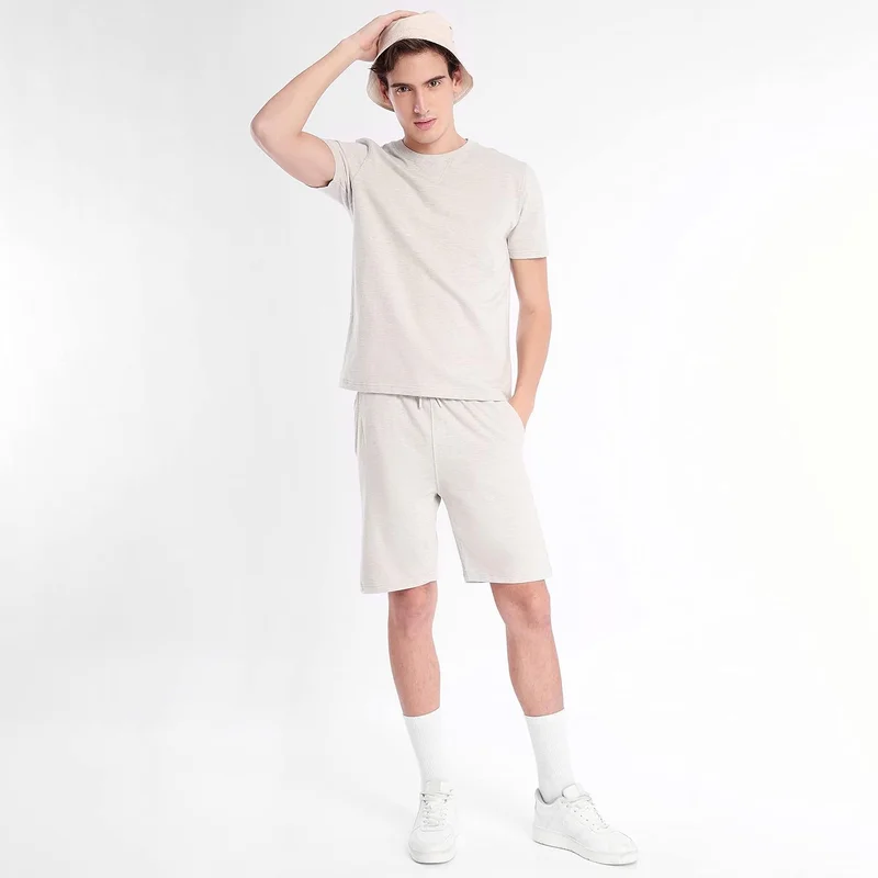نوبيرو Ecru Cotton Blend Co-Ord Set for Men