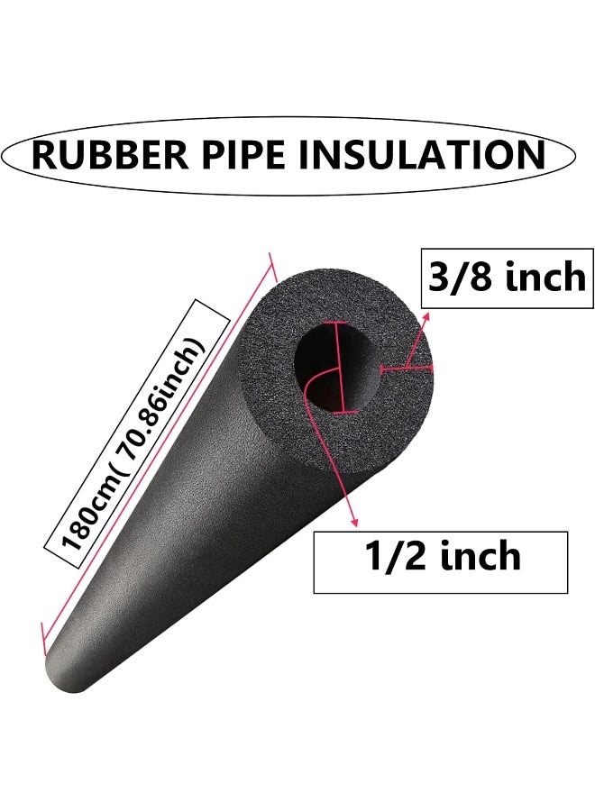 Poaker أنبوب عزل الأنابيب من فوم 180 سم - غلاف فوم متعدد الاستخدامات للسباكة، وحدات التكييف، حوامل الجيتار، معدات التمارين، وحوامل الأسطح (أسود، 1/2 بوصة × 3/8 بوصة) - Image 2