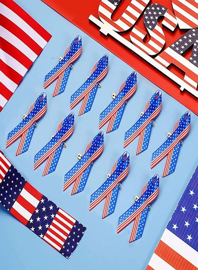 YumSur 300Pcs Veterans Day American Flag Satin Ribbon Pin,Patriotic Card Organza Bag for Veteran Patriot Souvenir Gifts - Image 5