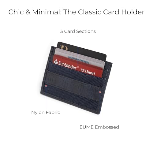 Eume Zen Card Holder for Men & Women, Midnight Blue | Slim Premium Vegan Leather | 4 Card Slots & 1 Slip Pocket| Slim & Durable Design | Card Holder Wallet for Credit, Debit, & Id Cards - Image 4