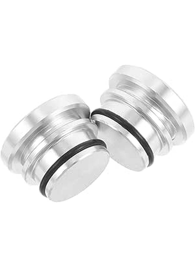2Pcs Silver Metal Car Power Outlet Dust Cover Waterproof Protective Socket Cap Universal - Image 1