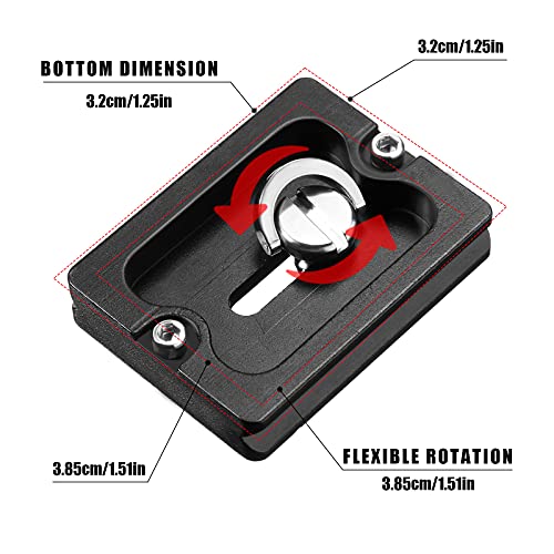 Frienda 2 Pieces Metal Quick Release Plate with 1/4''-20 Camera Screw Tripod Mount Plate Fits Standard for DSLR Camera Tripod Ball Head(Black,Pu50) - Image 3