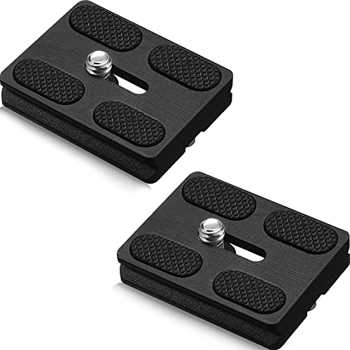 Frienda 2 Pieces Metal Quick Release Plate with 1/4''-20 Camera Screw Tripod Mount Plate Fits Standard for DSLR Camera Tripod Ball Head(Black,Pu50) - Image 1