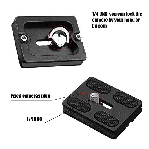 Frienda 2 Pieces Metal Quick Release Plate with 1/4''-20 Camera Screw Tripod Mount Plate Fits Standard for DSLR Camera Tripod Ball Head(Black,Pu50) - Image 4