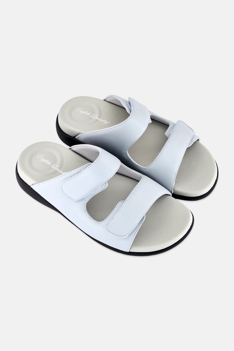 English Laundry Men Velcro Closure Arabic Sandals, Light Grey - Image 4