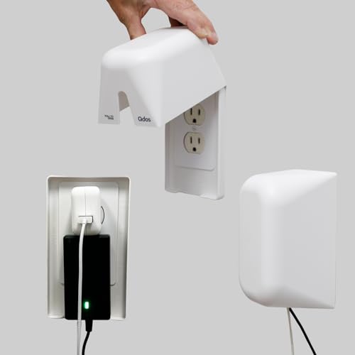 Qdos Safety Large Outlet Cover Box for Baby Proofing Outlets Secure Hidden Lock Oversized Interior for Bulky Plugs Charging Blocks Adapters Modern Universal Design Easy Install 1 Pack - Image 1