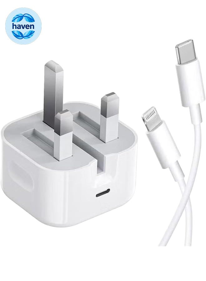 iPhone 20W PD 3.0 USB C Wall Charger Plug with 1M iPhone Fast Charging Cable USB C Fast Charger Charging Cable and Plug, iPhone Fast Charger Compatible with Phone 14 13 12 11 Pro Max Mini X XR Xs 8